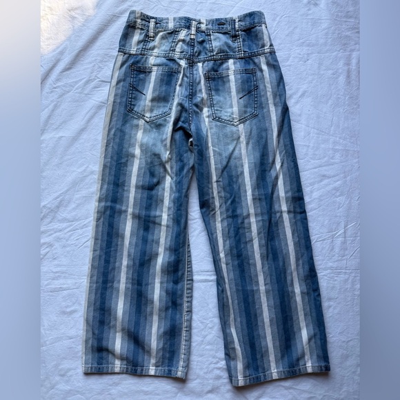 Habitual Girls Ariah Blue and White Striped Wide Leg Cotton Pants 27 - Picture 5 of 14